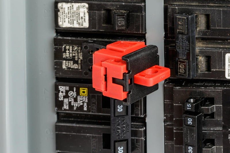 Brady Taglockâ„¢ Circuit Breaker Lockout Devices - 120/277 Volt Clamp-On Single-Pole Breaker Lockout Device with Detachable Cleat, No Lock Needed - Red - 148698 (Pack of 6) - Image 3